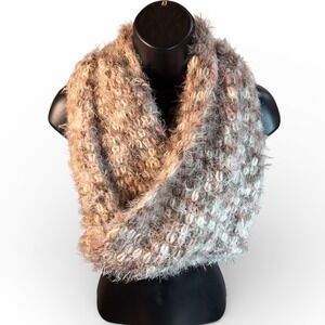 Sonoma Life Style Cowl Scarf Blush Pink Cream Eyelash Knit Infinity Neck Warmer